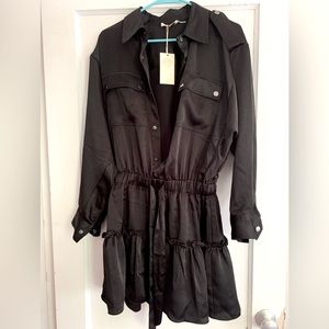 Ramy Brook black collared button up dress